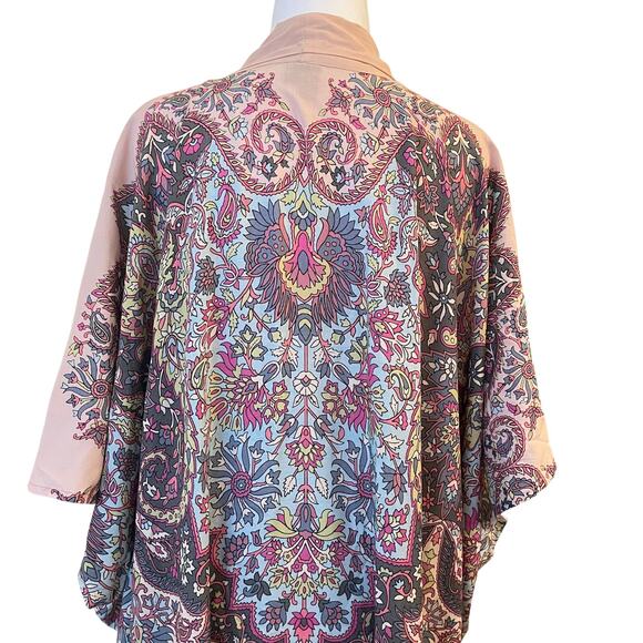 Blank London Kimono One Size Fits S M L XL Paisley Robe Cover Up Pink Boho Beach - Picture 8 of 14